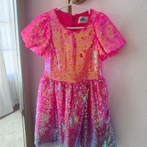 Lola + The Boys Pink and Yellow Sequin Dress